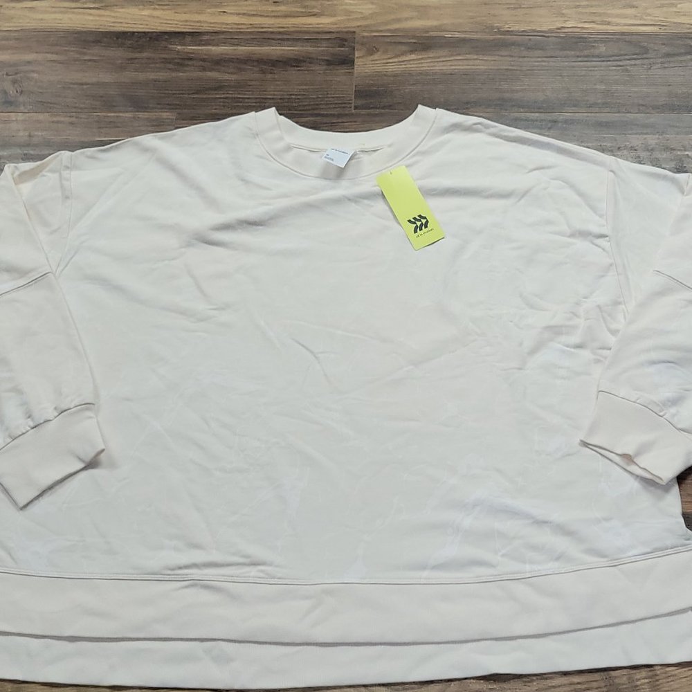 Women's Ivory All In Motion Sweatshirt French Terry Crew Sweatshirt W/Thumbholes